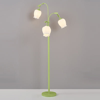 Moderne minimalistische lange Blume Eisenrahmen Glasschirm 2/3 Licht stehende Stehlampe für Wohnzimmer 