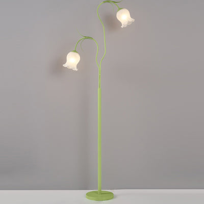 Moderne minimalistische lange Blume Eisenrahmen Glasschirm 2/3 Licht stehende Stehlampe für Wohnzimmer 