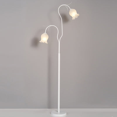 Moderne minimalistische lange Blume Eisenrahmen Glasschirm 2/3 Licht stehende Stehlampe für Wohnzimmer 