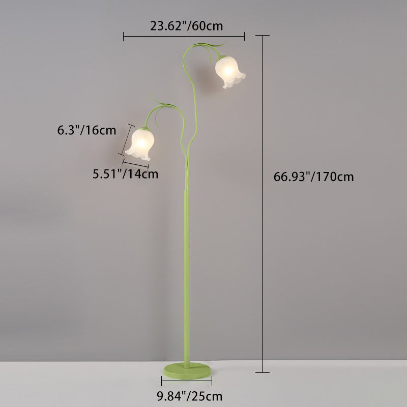 Moderne minimalistische lange Blume Eisenrahmen Glasschirm 2/3 Licht stehende Stehlampe für Wohnzimmer 