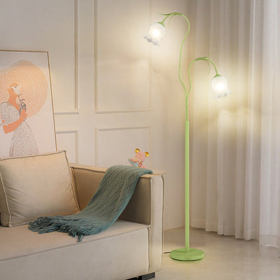 Moderne minimalistische lange Blume Eisenrahmen Glasschirm 2/3 Licht stehende Stehlampe für Wohnzimmer 