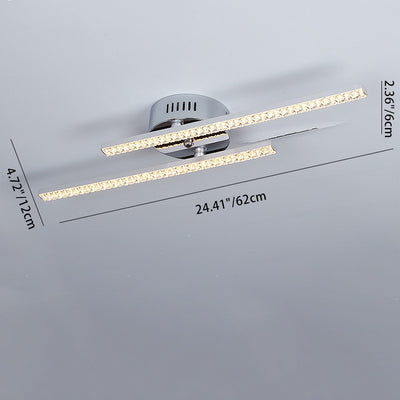 Modern Simplicity Parallel Long Stainless Steel Frame Acrylic Shade LED Semi-Flush Mount Ceiling Light For Living Room