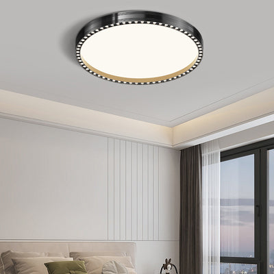 Modern Minimalist Round Hollow Out Hole Aluminum Iron Frame LED Flush Mount Ceiling Light For Bedroom