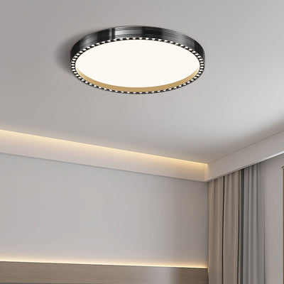 Modern Minimalist Round Hollow Out Hole Aluminum Iron Frame LED Flush Mount Ceiling Light For Bedroom