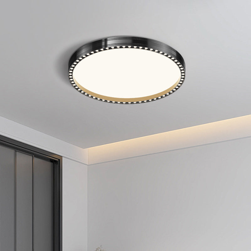 Modern Minimalist Round Hollow Out Hole Aluminum Iron Frame LED Flush Mount Ceiling Light For Bedroom