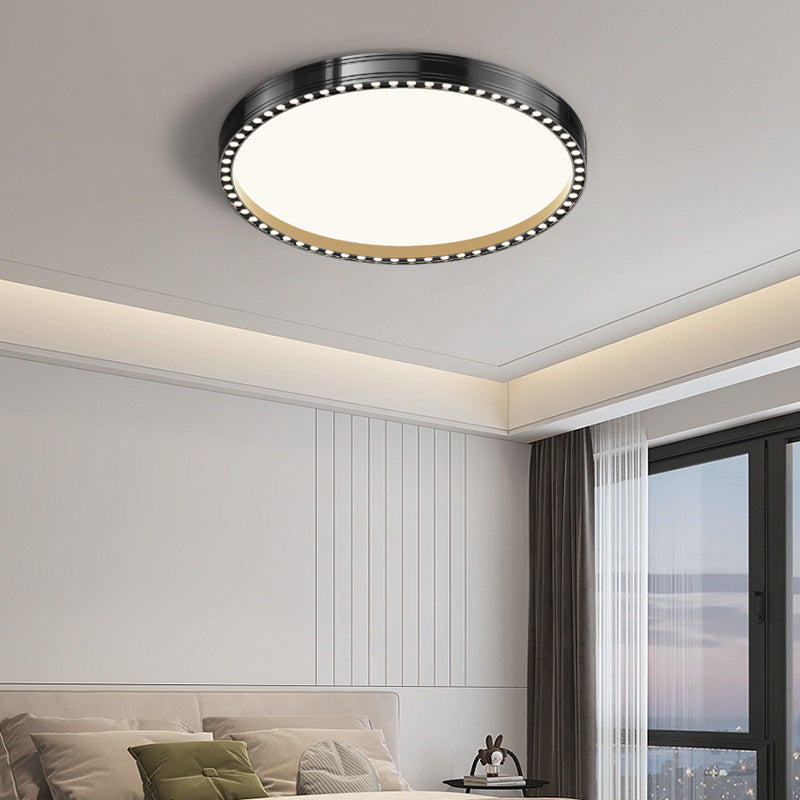 Modern Minimalist Round Hollow Out Hole Aluminum Iron Frame LED Flush Mount Ceiling Light For Bedroom