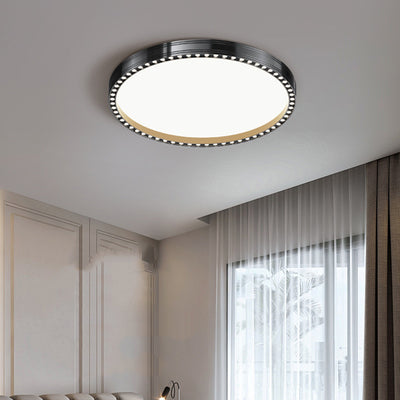 Modern Minimalist Round Hollow Out Hole Aluminum Iron Frame LED Flush Mount Ceiling Light For Bedroom