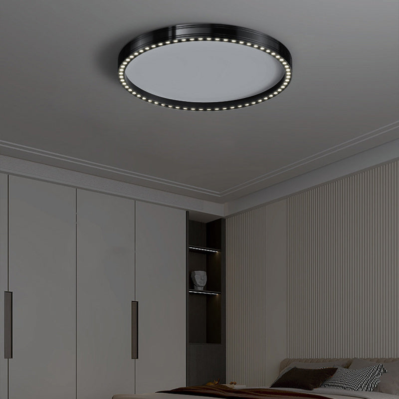 Modern Minimalist Round Hollow Out Hole Aluminum Iron Frame LED Flush Mount Ceiling Light For Bedroom