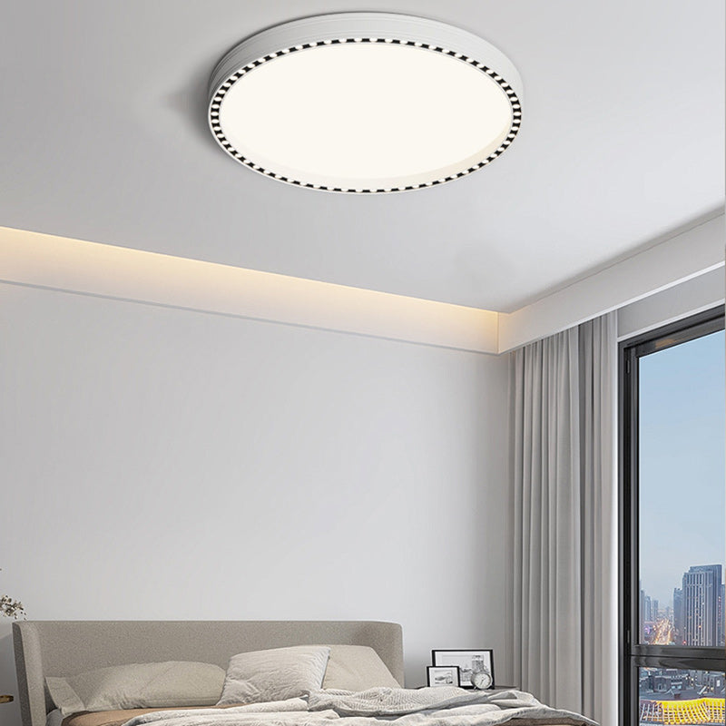 Modern Minimalist Round Hollow Out Hole Aluminum Iron Frame LED Flush Mount Ceiling Light For Bedroom