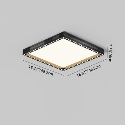 Modern Minimalist Square Rectangle Hollow Hole Aluminum Iron Frame LED Flush Mount Ceiling Light For Living Room