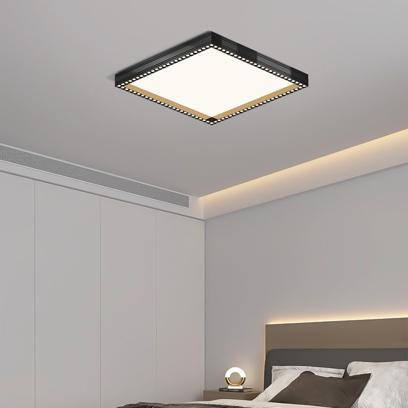 Modern Minimalist Square Rectangle Hollow Hole Aluminum Iron Frame LED Flush Mount Ceiling Light For Living Room