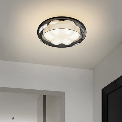 Contemporary Nordic Round Oval Iron Plastic Glass Shade LED Flush Mount Ceiling Light For Living Room