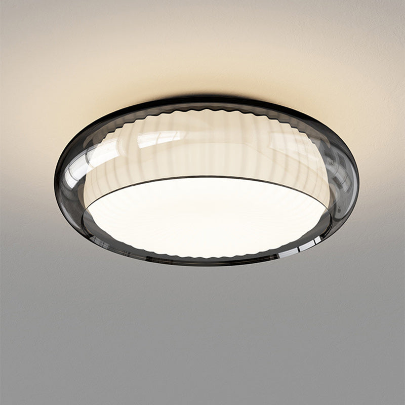 Contemporary Nordic Round Oval Iron Plastic Glass Shade LED Flush Mount Ceiling Light For Living Room