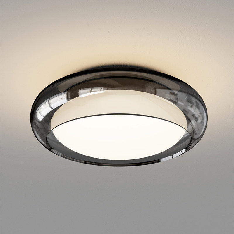 Contemporary Nordic Round Oval Iron Plastic Glass Shade LED Flush Mount Ceiling Light For Living Room