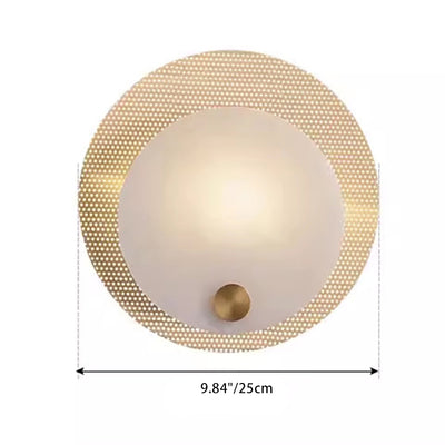 Contemporary Nordic Round Oval Full Copper Marble Shade 1-Light Wall Sconce Lamp For Living Room