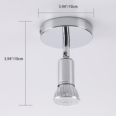 Modern Simplicity Adjustable Angle Round Cylinder Stainless Steel Shade 1-Light Spotlight Semi-Flush Mount Ceiling Light For Living Room