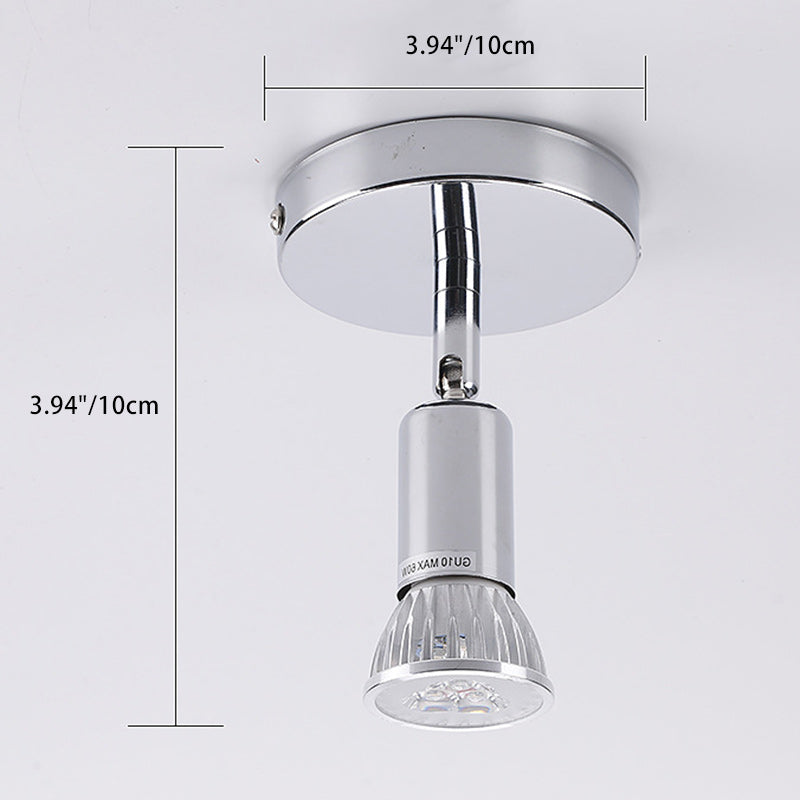 Modern Simplicity Adjustable Angle Round Cylinder Stainless Steel Shade 1-Light Spotlight Semi-Flush Mount Ceiling Light For Living Room