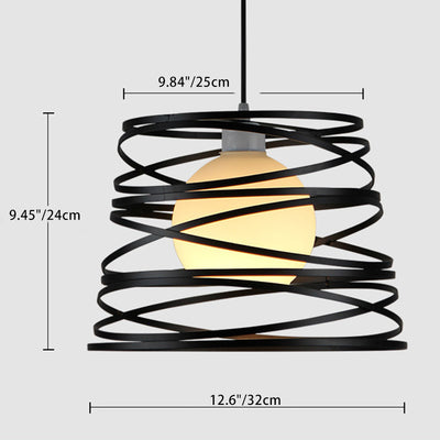 Moderne Einfachheit Runde Spiralfeder Form Eisen 1-Licht Pendelleuchte für Wohnzimmer 