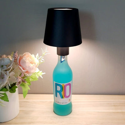 Modern Art Deco Round Cylinder Plastic Acrylic LED Wine Bottle Light Table Lamp For Dining Room