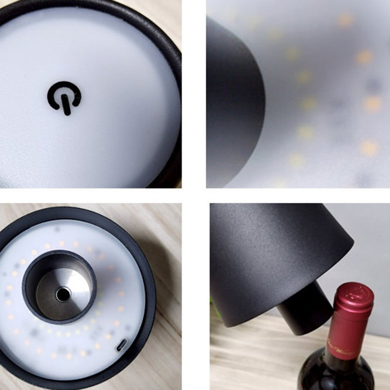 Modern Art Deco Round Cylinder Plastic Acrylic LED Wine Bottle Light Table Lamp For Dining Room