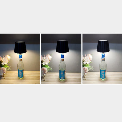 Modern Art Deco Round Cylinder Plastic Acrylic LED Wine Bottle Light Table Lamp For Dining Room