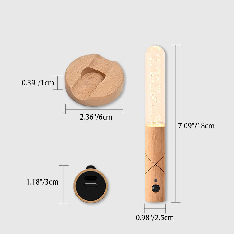 Modernes unbedeutendes Zylinder-wiederaufladbares Sensor-Holz-Plexiglas-LED-Nachtlicht für Schlafzimmer 