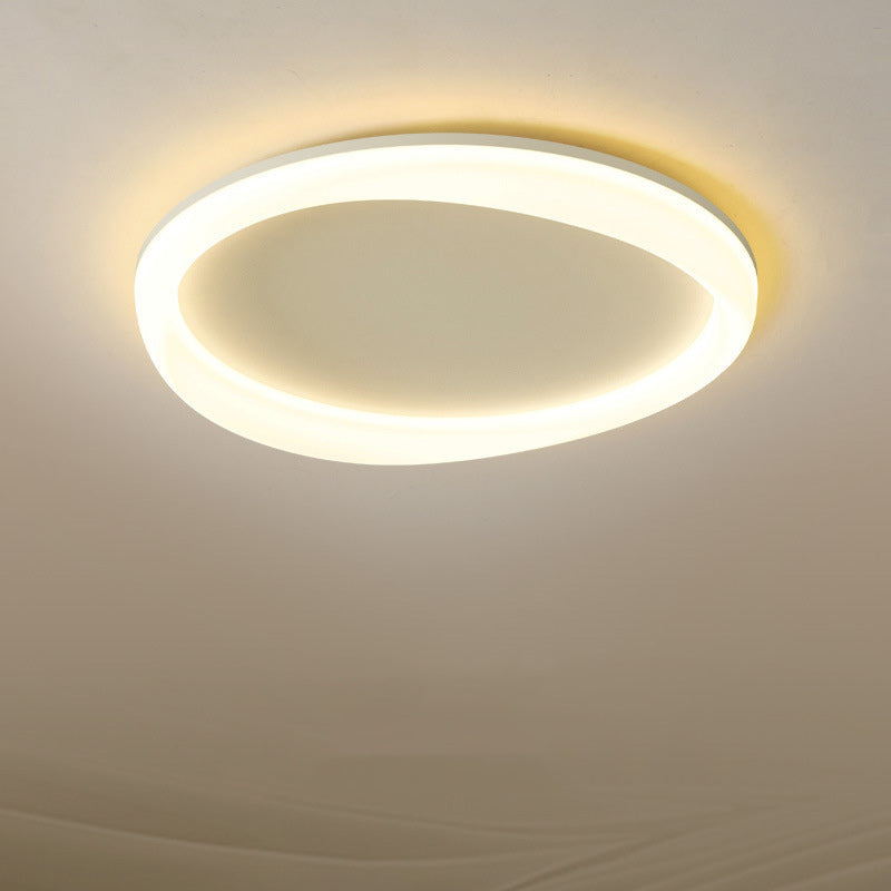 Modern Minimalist Round Iron Frame Acrylic Shade LED Flush Mount Ceiling Light For Living Room