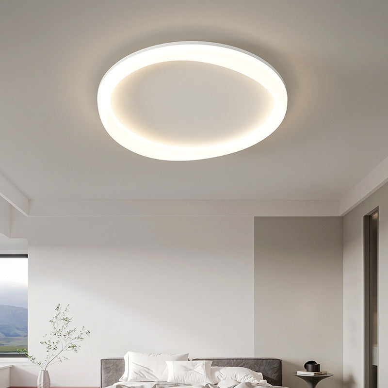 Modern Minimalist Round Iron Frame Acrylic Shade LED Flush Mount Ceiling Light For Living Room