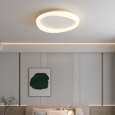 Modern Minimalist Round Iron Frame Acrylic Shade LED Flush Mount Ceiling Light For Living Room