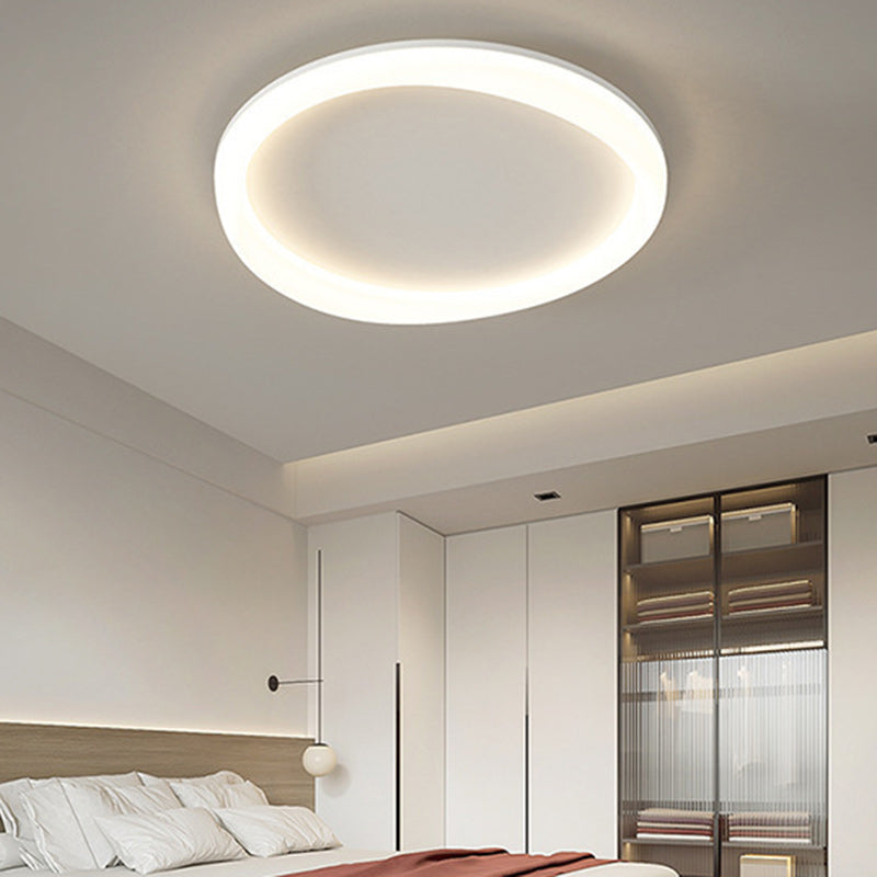 Modern Minimalist Round Iron Frame Acrylic Shade LED Flush Mount Ceiling Light For Living Room