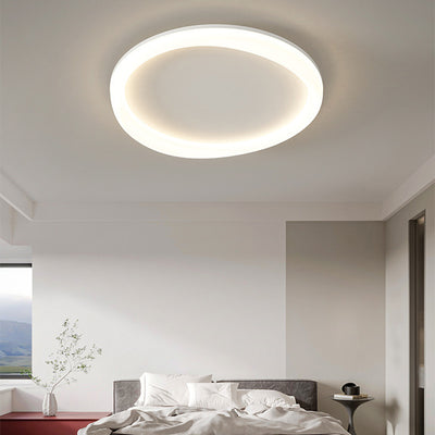 Modern Minimalist Round Iron Frame Acrylic Shade LED Flush Mount Ceiling Light For Living Room