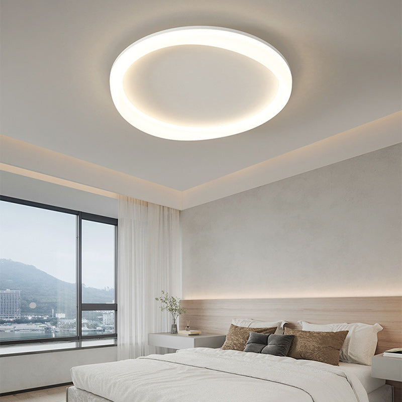 Modern Minimalist Round Iron Frame Acrylic Shade LED Flush Mount Ceiling Light For Living Room