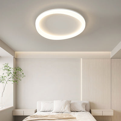 Modern Minimalist Round Iron Frame Acrylic Shade LED Flush Mount Ceiling Light For Living Room