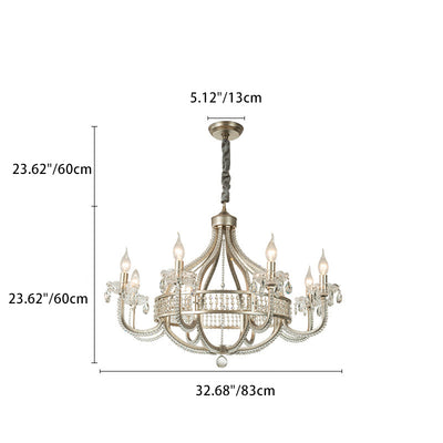 Traditional French Round Orb Iron Crystal Frame 1/4/6/8 Light Chandelier For Living Room