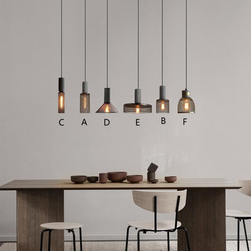 Contemporary Industrial Cylinder Dome Cement Iron Shade 1-Light Pendant Light For Living Room