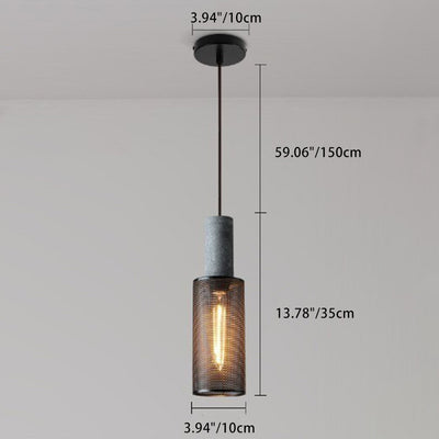 Contemporary Industrial Cylinder Dome Cement Iron Shade 1-Light Pendant Light For Living Room