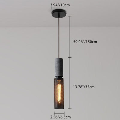 Contemporary Industrial Cylinder Dome Cement Iron Shade 1-Light Pendant Light For Living Room