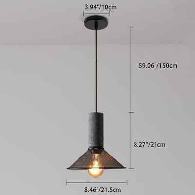 Contemporary Industrial Cylinder Dome Cement Iron Shade 1-Light Pendant Light For Living Room