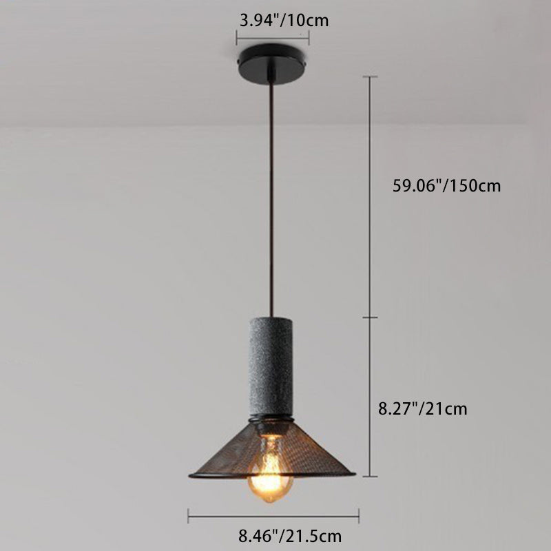 Contemporary Industrial Cylinder Dome Cement Iron Shade 1-Light Pendant Light For Living Room