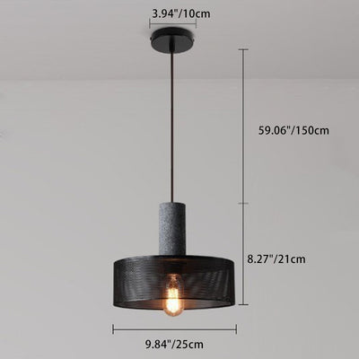 Contemporary Industrial Cylinder Dome Cement Iron Shade 1-Light Pendant Light For Living Room