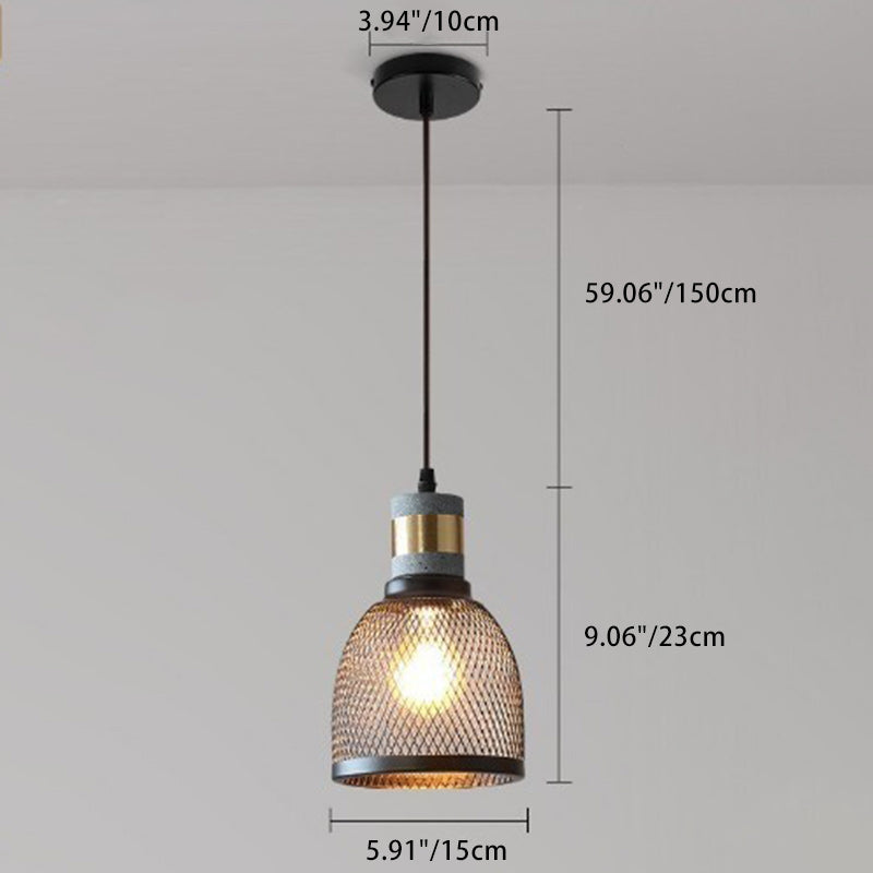 Contemporary Industrial Cylinder Dome Cement Iron Shade 1-Light Pendant Light For Living Room