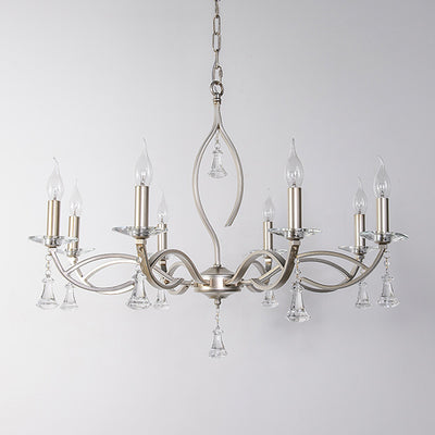 Traditional French Branch Line Candelabra Iron Crystal 4/6/8/10 Light Chandelier For Living Room