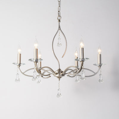 Traditional French Branch Line Candelabra Iron Crystal 4/6/8/10 Light Chandelier For Living Room