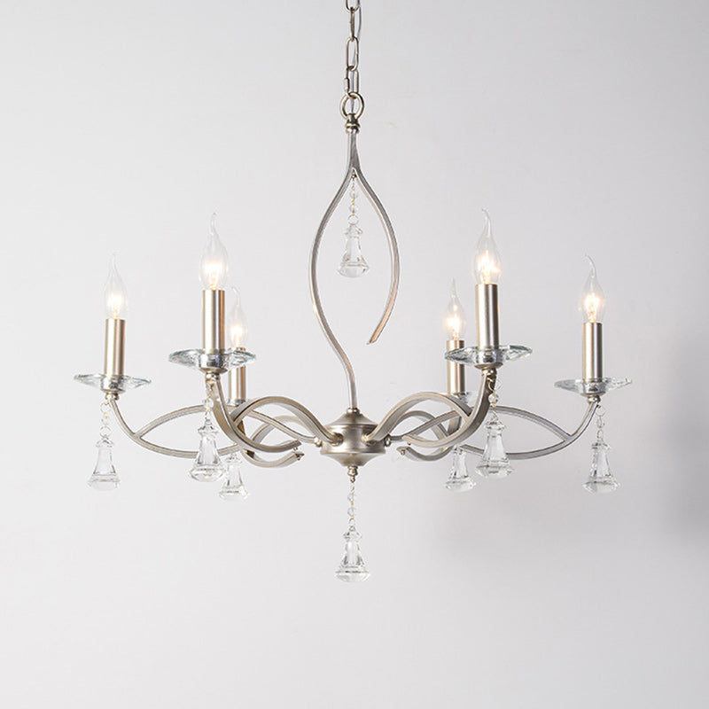 Traditional French Branch Line Candelabra Iron Crystal 4/6/8/10 Light Chandelier For Living Room