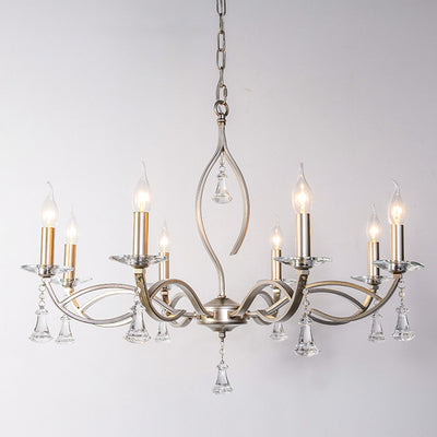 Traditional French Branch Line Candelabra Iron Crystal 4/6/8/10 Light Chandelier For Living Room