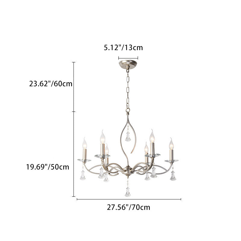 Traditional French Branch Line Candelabra Iron Crystal 4/6/8/10 Light Chandelier For Living Room