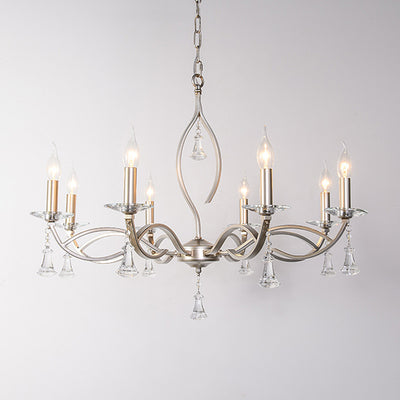 Traditional French Branch Line Candelabra Iron Crystal 4/6/8/10 Light Chandelier For Living Room