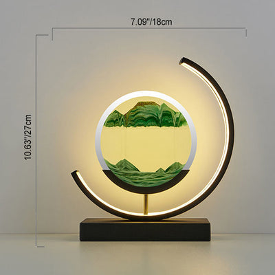 Moderne Art Deco Runde Quicksand Eisen Glas LED Tisch Lampe Für Schlafzimmer 