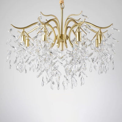 Contemporary Creative Branch Leaf Shape Cropper Crystal 4/7/9/11 Light Chandelier For Living Room