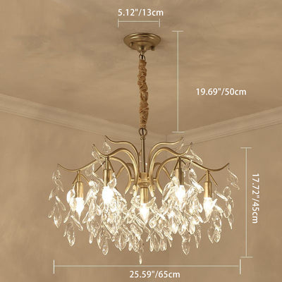 Contemporary Creative Branch Leaf Shape Cropper Crystal 4/7/9/11 Light Chandelier For Living Room